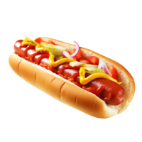 Hot dog with mustard and ketchup, created with Generative AI png