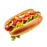 chaud chien avec moutarde et ketchup, établi avec génératif ai png