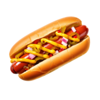 chaud chien avec moutarde et ketchup, établi avec génératif ai png