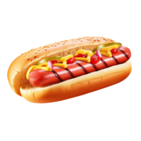 chaud chien avec moutarde et ketchup, établi avec génératif ai png