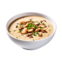 délicieux crème bol de champignon soupe, établi avec génératif ai png