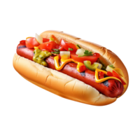 quente cachorro com mostarda e ketchup, criada com generativo ai png