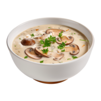 délicieux crème bol de champignon soupe, établi avec génératif ai png