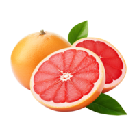 Delicious grapefruit with leaves slice, created with Generative AI png