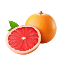 Delicious grapefruit with leaves slice, created with Generative AI png