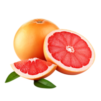 Delicious grapefruit with leaves slice, created with Generative AI png