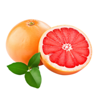 Delicious grapefruit with leaves slice, created with png