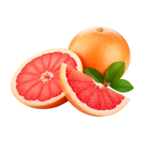 Delicious grapefruit with leaves slice, created with Generative AI png