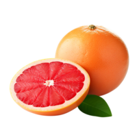 Delicious grapefruit with leaves slice, created with Generative AI png