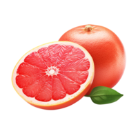 Delicious grapefruit with leaves slice, created with Generative AI png
