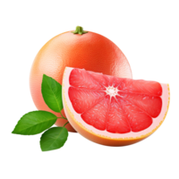 Delicious grapefruit with leaves slice, created with png