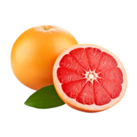 Delicious grapefruit with leaves slice, created with png