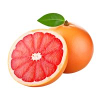 Delicious grapefruit with leaves slice, created with Generative AI png