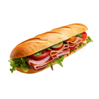 Sandwich with ham and vegetables, created with Generative AI png