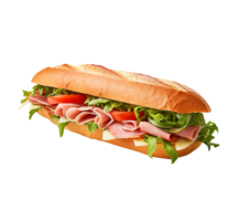 Sandwich with ham and vegetables, created with Generative AI png