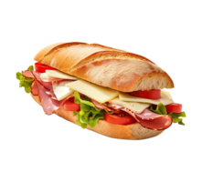 Sandwich with ham and vegetables, created with Generative AI png