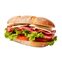 Sandwich with ham and vegetables, created with Generative AI png