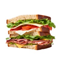 Sandwich with ham and vegetables, created with Generative AI png