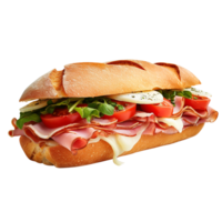 Sandwich with ham and vegetables, created with Generative AI png