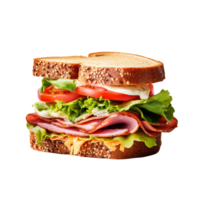 Sandwich with ham and vegetables, created with Generative AI png