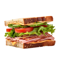 Sandwich with ham and vegetables, created with Generative AI png