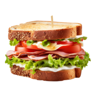 Sandwich with ham and vegetables, created with Generative AI png