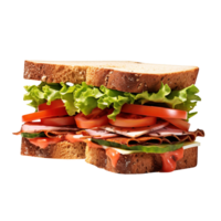 Sandwich with ham and vegetables, created with Generative AI png