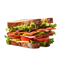 Sandwich with ham and vegetables, created with Generative AI png