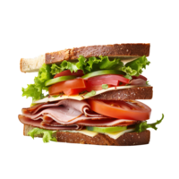 Sandwich with ham and vegetables, created with Generative AI png