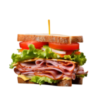 Sandwich with ham and vegetables, created with Generative AI png