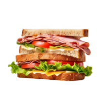 Sandwich with ham and vegetables, created with Generative AI png