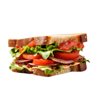 Sandwich with ham and vegetables, created with Generative AI png