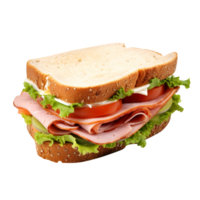 Sandwich with ham and vegetables, created with Generative AI png