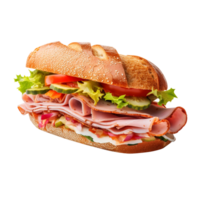 Sandwich with ham and vegetables, created with png
