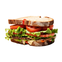 Sandwich with ham and vegetables, created with Generative AI png