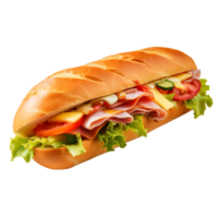 Sandwich with ham and vegetables, created with Generative AI png