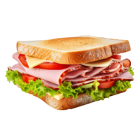 Sandwich with ham and vegetables, created with Generative AI png