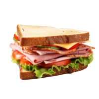 Sandwich with ham and vegetables, created with Generative AI png