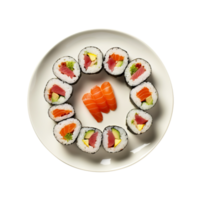 Plate of Sushi, created with Generative AI png