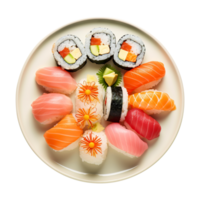 Plate of Sushi, created with Generative AI png