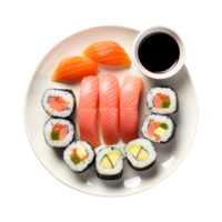 Plate of Sushi, created with Generative AI png