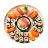 Plate of Sushi, created with Generative AI png