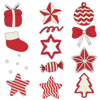 A set of Christmas ornament PNG transparent background in a minimal xmas concept, illustration