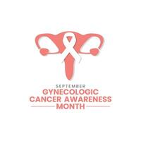 Vector illustration design concept of gynecologic cancer awareness month observed on every september. Female reproductive system symbol