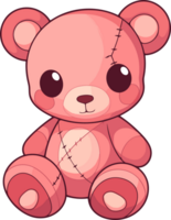 ai généré une mignonne une dessin animé nounours ours rose avec une bandage sur ses tête séance dans une content ambiance png