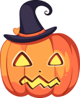 ai généré mignonne Halloween citrouille dessin animé portant sorcière chapeau png