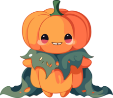 AI Generated cute cartoon pumpkin head symbol for Halloween png