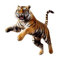 AI Generated bengal tiger images in various motions transparent background png