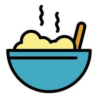 Hot food bowl icon vector flat