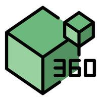 360 cubo ver icono vector plano